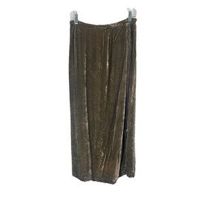 Amanda Gray Green Velvet Maxi Skirt Pull On Whimsigoth Fairy Grunge Sz S Pockets
